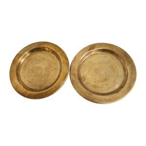 Vintage Brass Plates Circular Made In India Collectible Home Decor Set Of 6